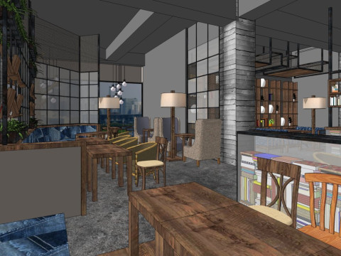 Indoor coffee shop 3D Model