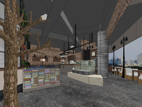 Indoor coffee shop 3D Model