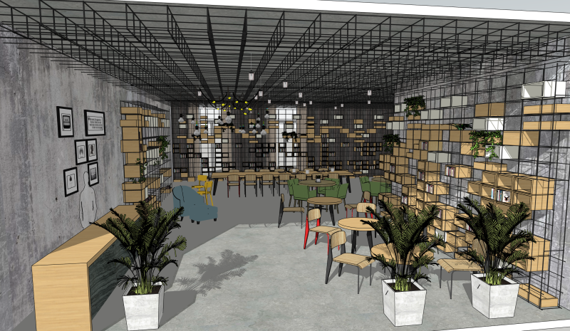 Libreria al coperto Modello 3D .c4d .max .obj .3ds .fbx .stl .blend 