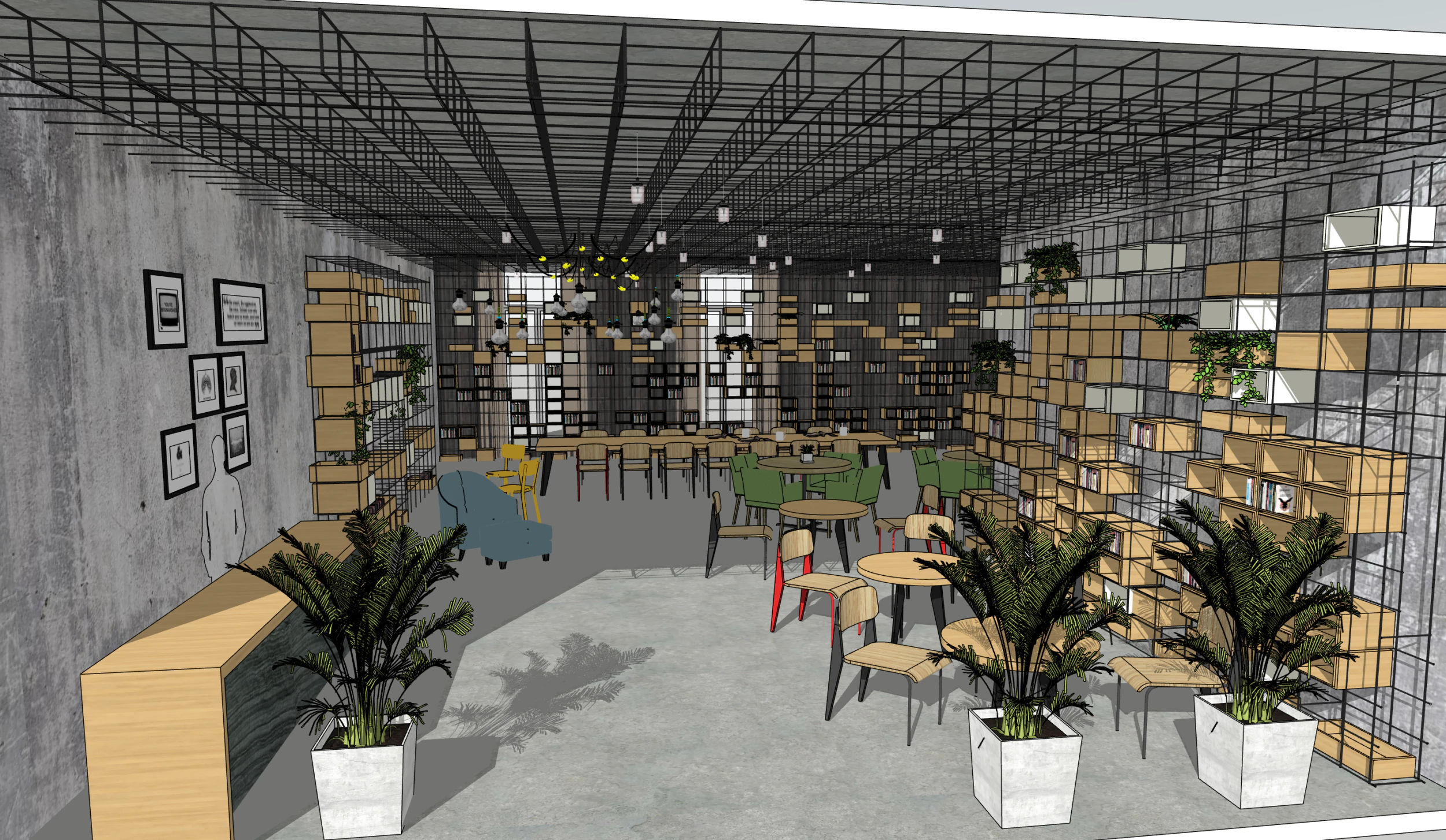 Bookstore Indoor 3D Model .c4d .max .obj .3ds .fbx .stl .blend