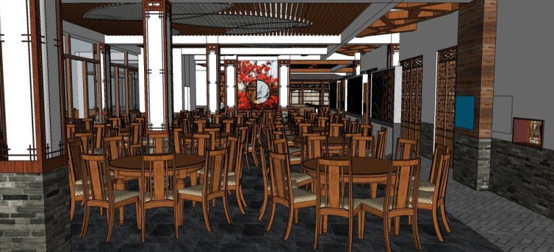 Chinese restaurant 3D Model .c4d .max .obj .3ds .fbx .stl .blend 