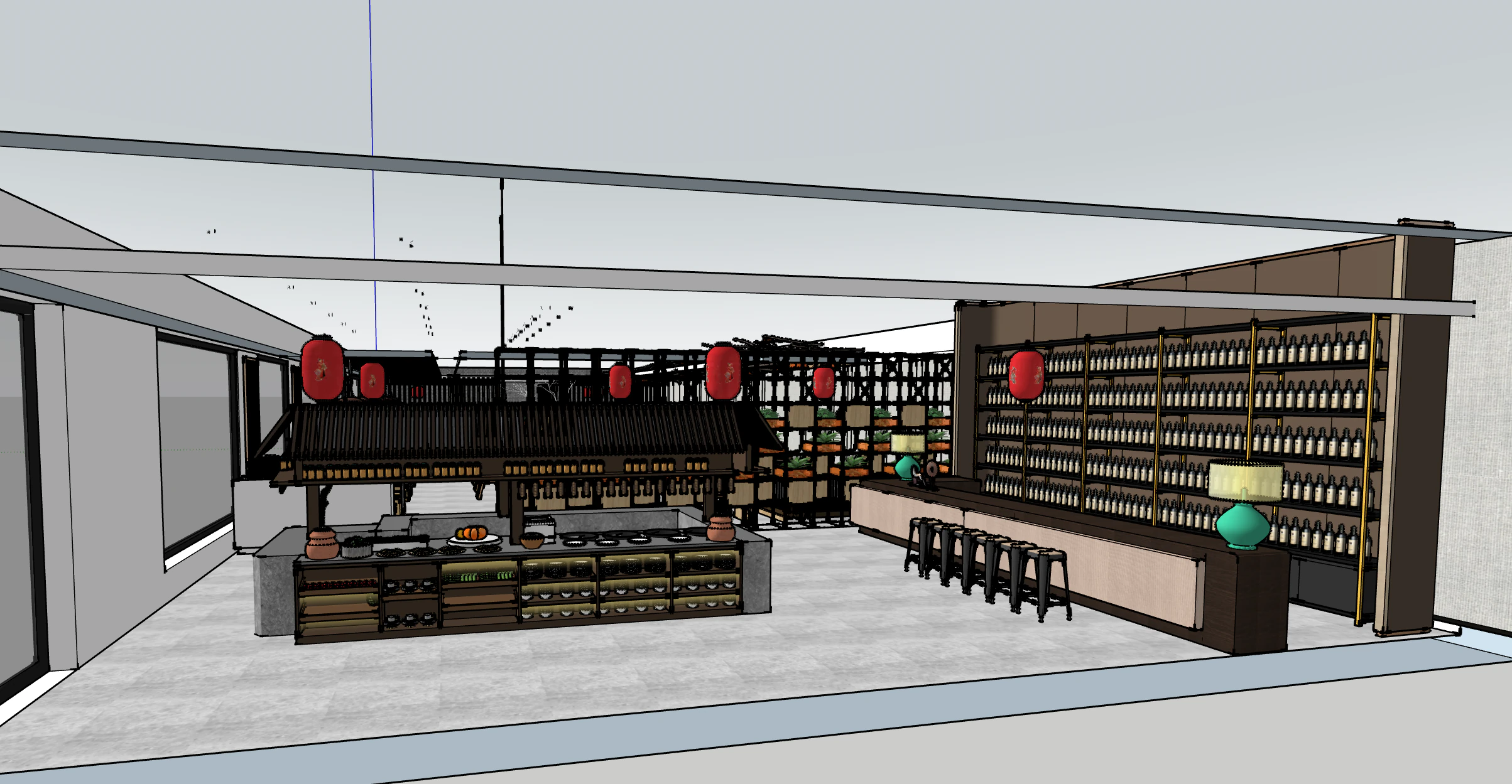 Chinese restaurant 3D Model .c4d .max .obj .3ds .fbx .stl .blend 