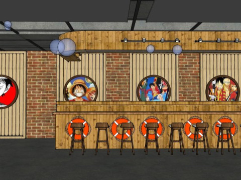 Restaurante tem&aacute;tico de One Piece Modelo 3D