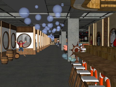 One Piece themed restaurant 3D Model