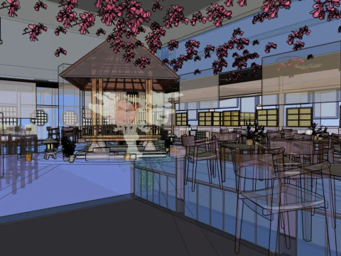 Japanese restaurant 3D Model