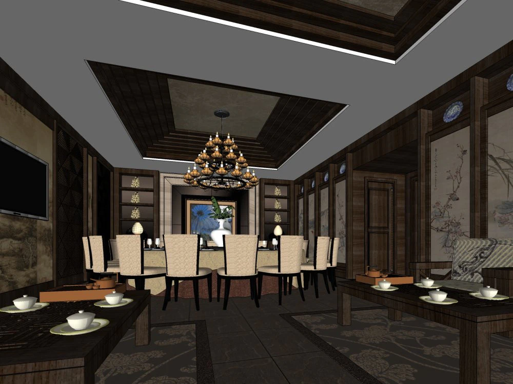 Chinese restaurant private room design 3D Model .c4d .max .obj .3ds .fbx .stl .blend 