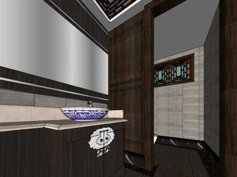 Chinese restaurant private room design 3D Model