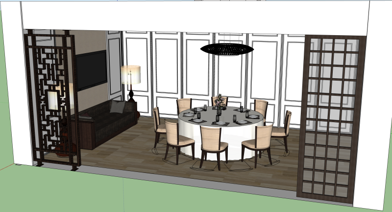 Private dining room 3D Model .c4d .max .obj .3ds .fbx .stl .blend 