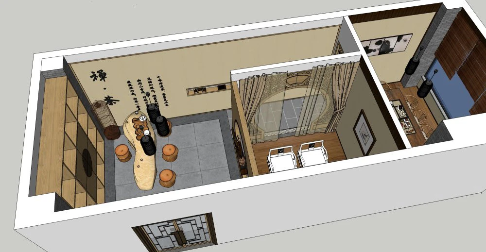 Tea room decoration design 3D Model .c4d .max .obj .3ds .fbx .stl .blend 