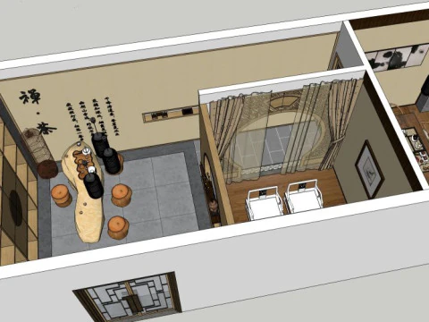 Design della decorazione della sala da t&egrave; Modello 3D