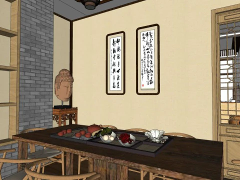 Tea room decoration design 3D Model