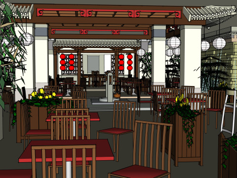 Chinese style restaurant 3D Model