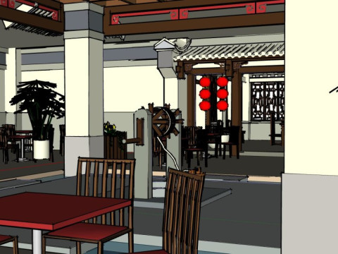 Chinese style restaurant 3D Model