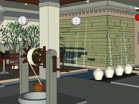 Chinese style restaurant 3D Model
