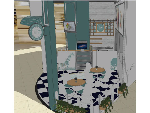 Shopping Mall Milk Tea Shop 3D Model