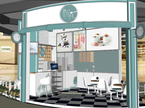 Shopping Mall Milk Tea Shop 3D Model