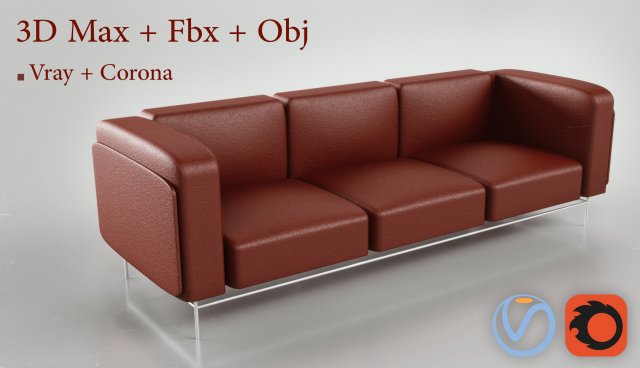 leather sofa 3D 模型 .c4d .max .obj .3ds .fbx .stl .blend
