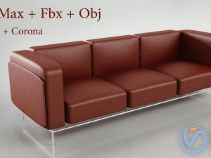 sofa kulit Model 3D