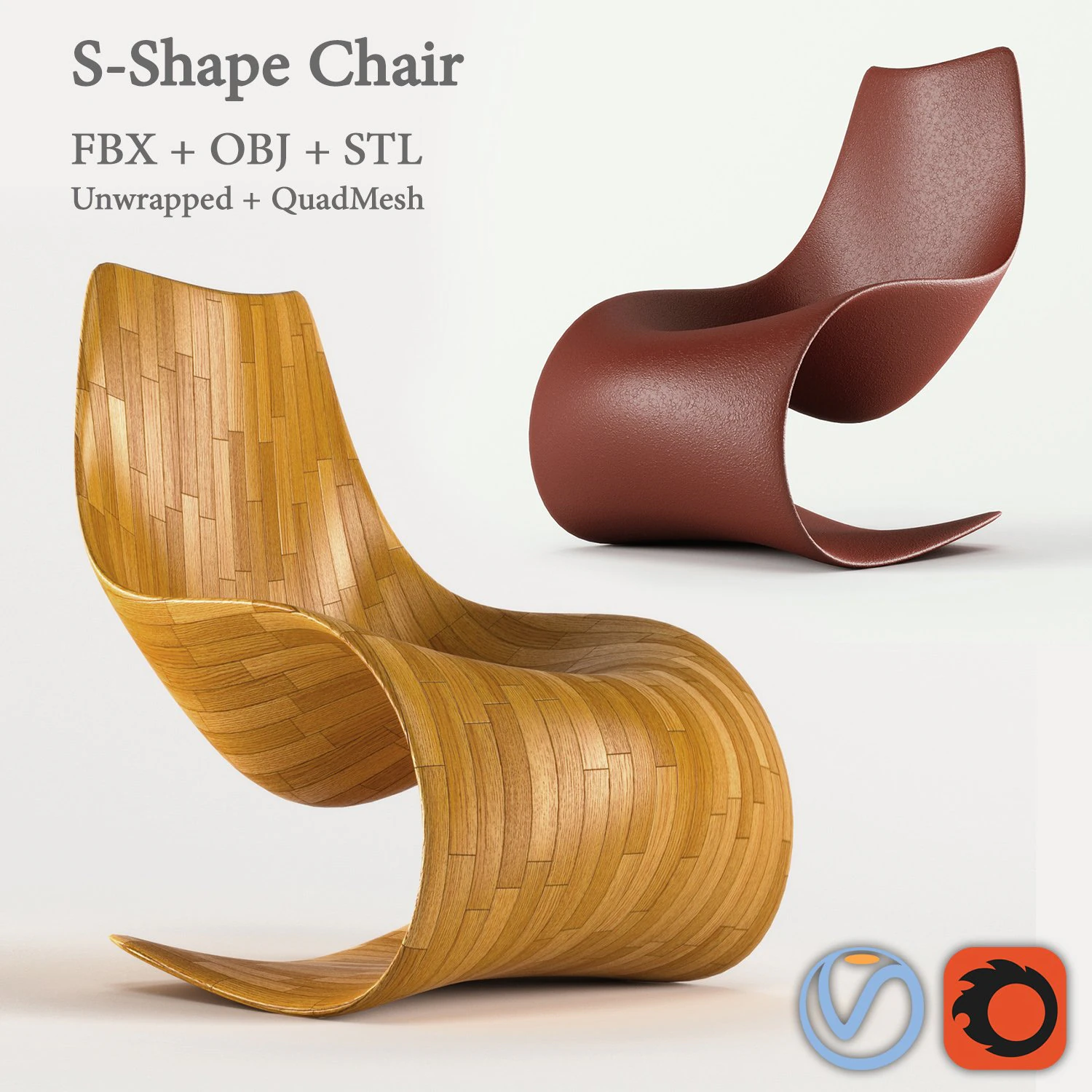 s - shape chair 3D Model .c4d .max .obj .3ds .fbx .stl .blend 