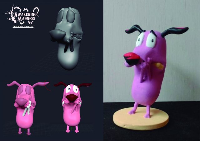 courage the cowardly dog statuette 3D Print Model .c4d .max .obj .3ds .fbx .stl .blend