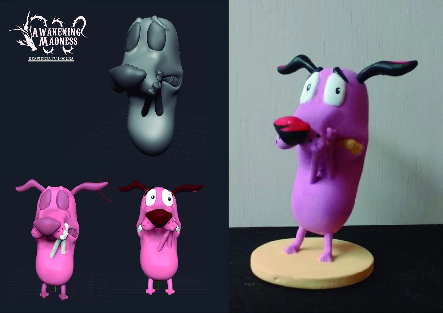 courage the cowardly dog statuette 3D Print Model .c4d .max .obj .3ds .fbx .stl .blend 
