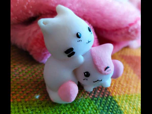 猫かわいいキーホルダー 3Dプリントモデル