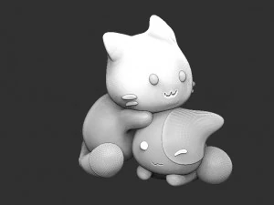 cats kawaii keychain 3D Print Model