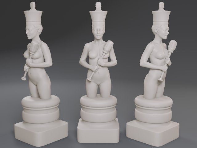 white chess female king 3D Print Model .c4d .max .obj .3ds .fbx .stl .blend