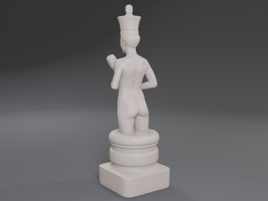 white chess female king 3D Print Model