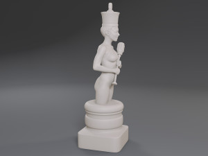 white chess female king 3D Print Model
