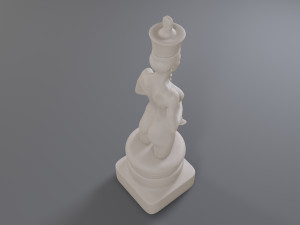 white chess female king 3D Print Model