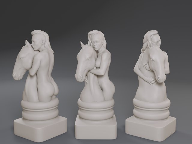 white chess female knight 3D Принт Модель .c4d .max .obj .3ds .fbx .stl .blend