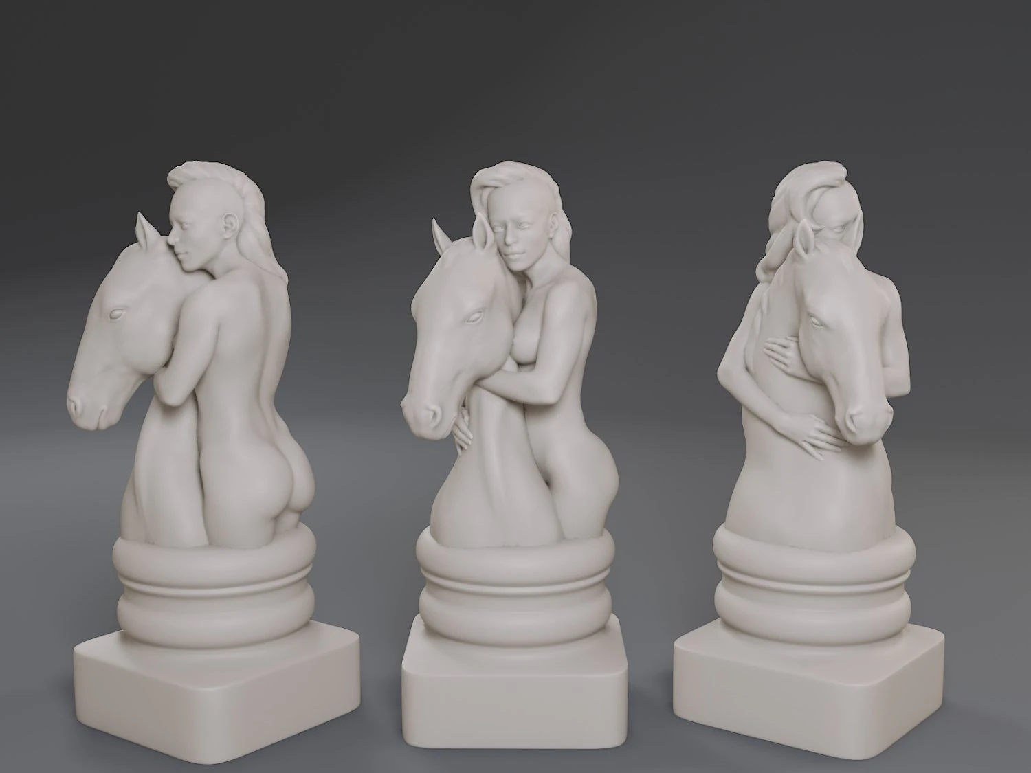 white chess female knight 3D Print Model .c4d .max .obj .3ds .fbx .stl .blend 
