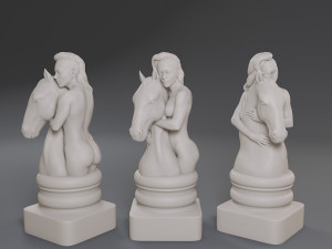 white chess female knight 3Dプリントモデル