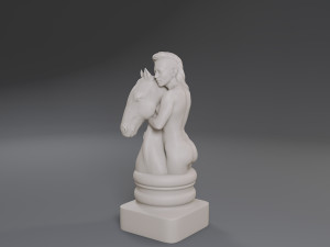 white chess female knight 3Dプリントモデル
