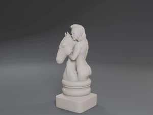 white chess female knight 3D Print Model