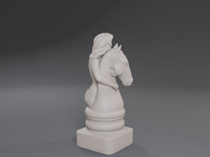 white chess female knight 3Dプリントモデル