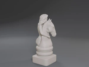 white chess female knight 3D Print Model