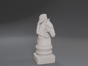 white chess female knight 3Dプリントモデル