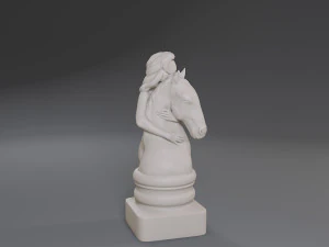 white chess female knight 3D Print Model