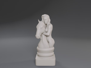 white chess female knight 3Dプリントモデル