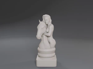 white chess female knight 3D Print Model