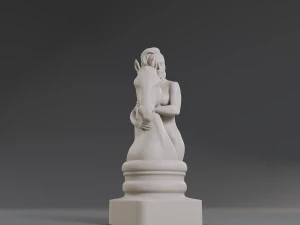 white chess female knight 3D Print Model