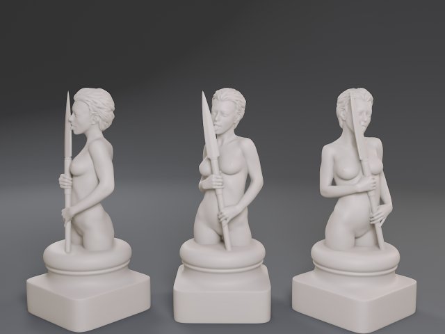 white chess female pawn 3Dプリントモデル .c4d .max .obj .3ds .fbx .stl .blend 