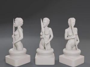 白棋女棋子 3D 打印模型