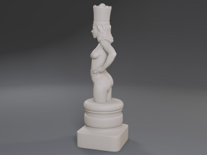 white chess female queen 3D Print Model