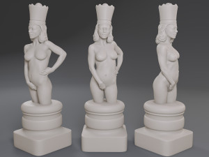 white chess female queen Modèles 3D en vedette