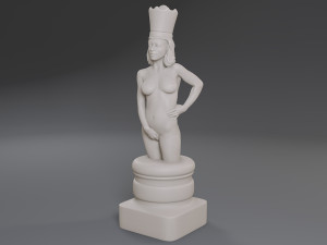 white chess female queen Modèles 3D en vedette