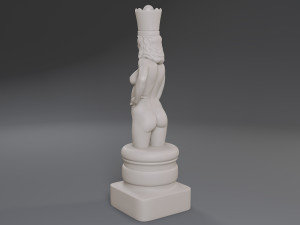 white chess female queen Modèles 3D en vedette