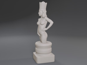 white chess female queen Modèles 3D en vedette